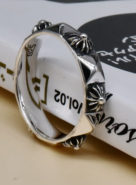 进口男女款925纯银朋克十字戒指