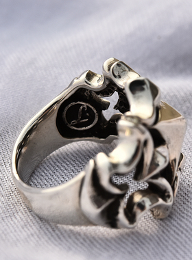 进口男士925纯银哥特天狼星戒指