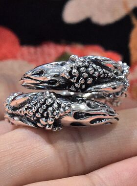 进口男士925纯银龙爪哥特戒指