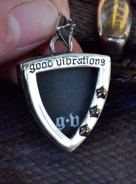 GV男士925纯银五星拨片盒子吊坠