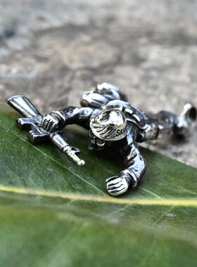 进口男士925纯银老兵不死骷髅坠