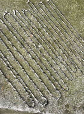 925纯银复古双股四方链身项链