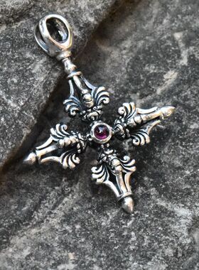 进口男士925纯银金刚十字吊坠