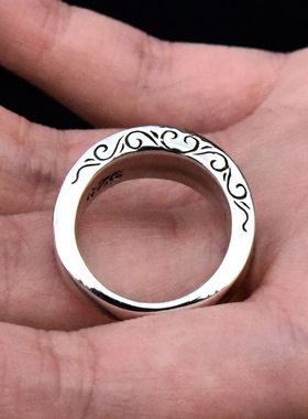 进口男女款925纯银太阳标厚指环