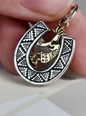 复古印第安马蹄铁泰银吊坠挂件