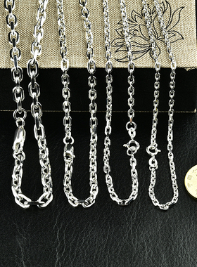 意大利进口925纯银椭圆男士项链