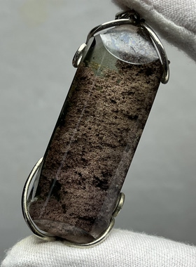 天然水晶全净体红幽灵吊坠镶嵌925银流行时尚毛衣链吊坠一物一图