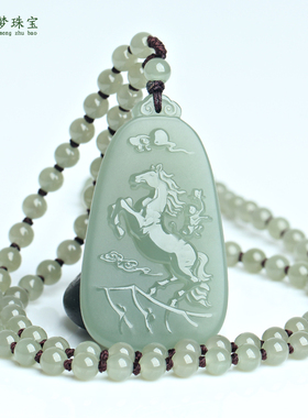 和田玉马牌吊坠马上封候挂件玉佩