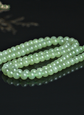 和田玉青玉圆珠项链玉石饰品