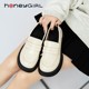HoneyGIRL loafers, British style thick soles, thick heels, small leather shoes, women's versatile slip-on shoes, small white shoes