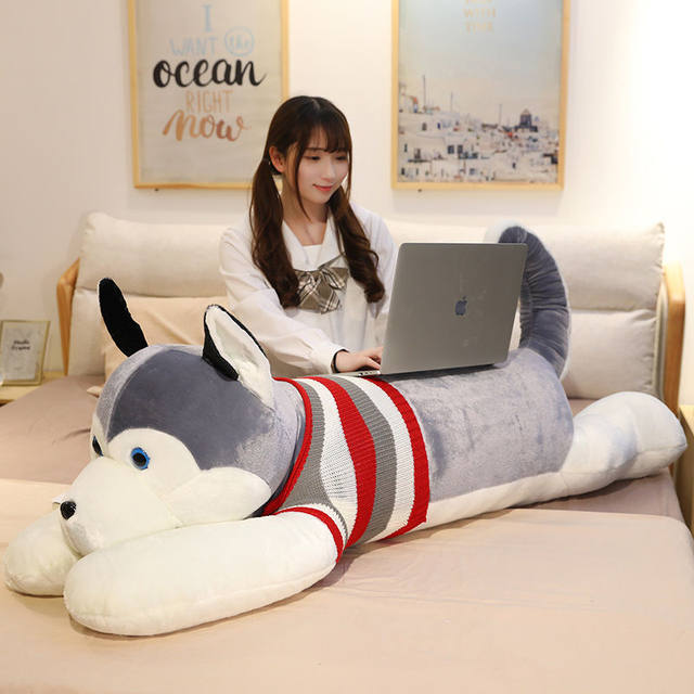 Husky bed pillow plush toy for children and girls