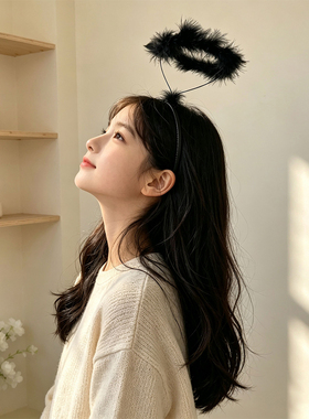 暗黑系天使恶魔黑白光环发箍