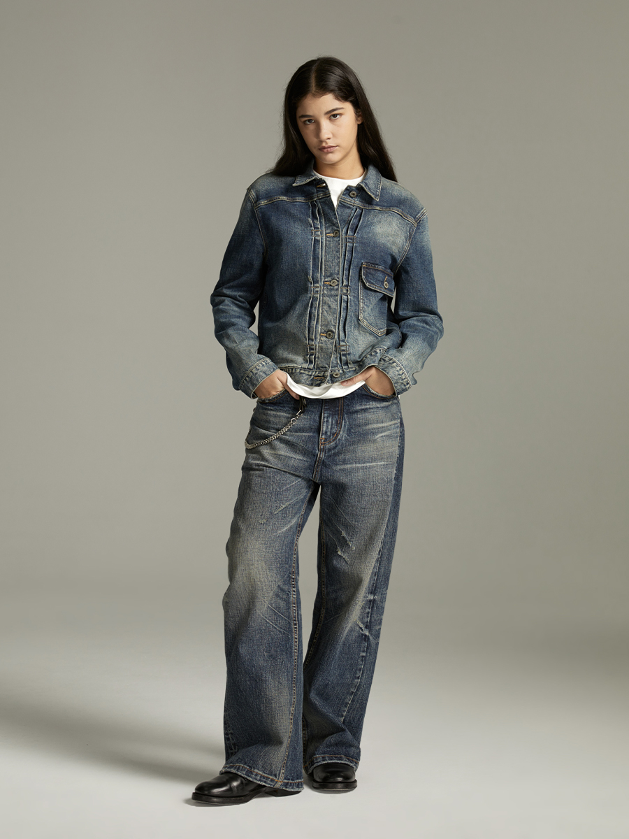 AKOM Online FW23 Denim type-1 水洗破坏牛仔夹克 - 图2