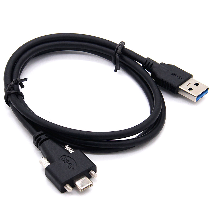 USB3.0转弯头Type-C充电数据线带螺丝可固定锁面板工业相机USB3.1 - 图3