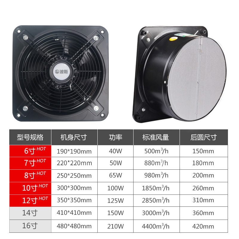 外转子轴流风机厨房油抽烟窗式排气扇工业抽风机强力排风扇换气扇 - 图3