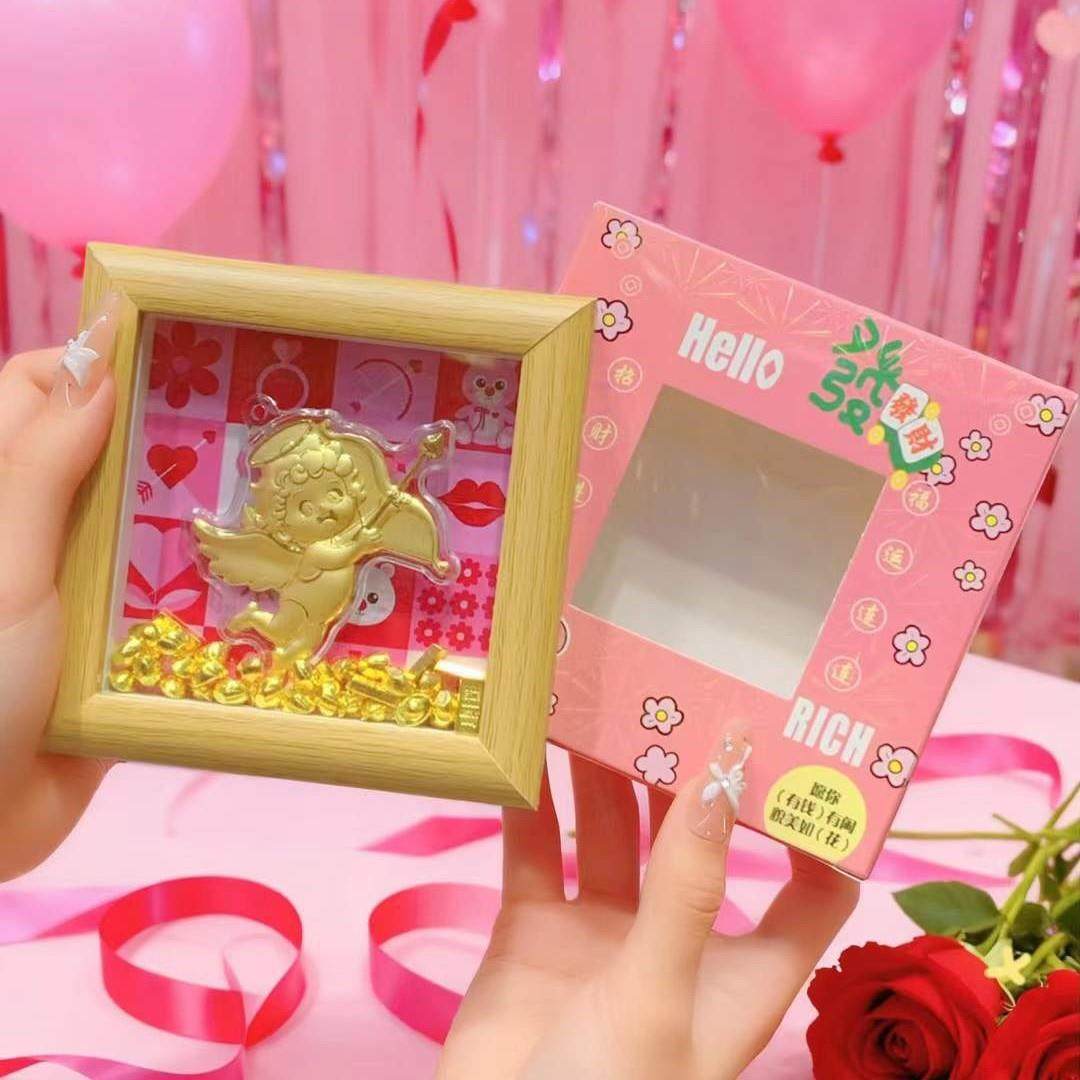 黄金999财库相框情人节礼物摆件招财公主请发财摆台婚庆伴手礼品,淘宝优惠券,粉丝福利购,淘宝优惠卷