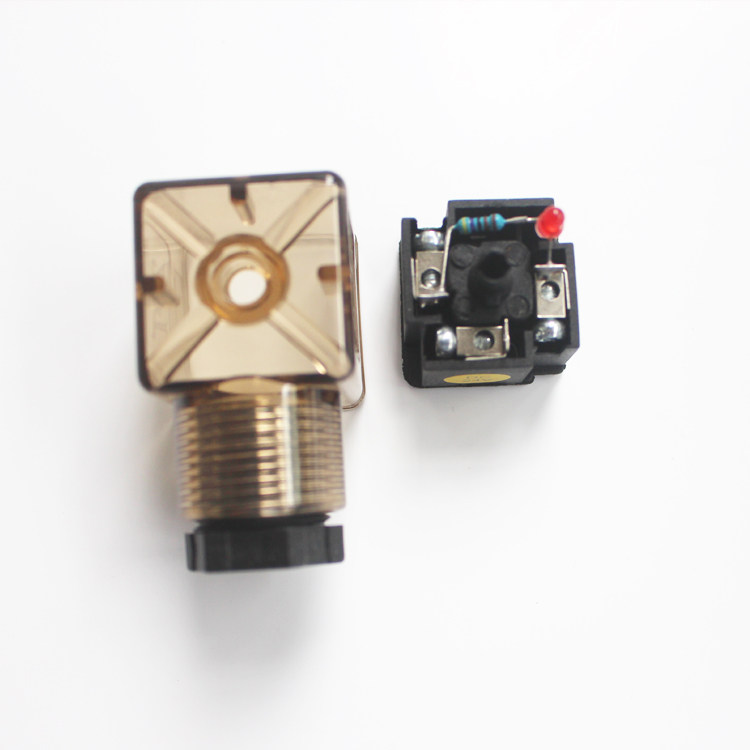 液压电磁阀插头茶色DC24V带灯插头AC220V电磁铁接线盒通用型带灯,淘宝优惠券,粉丝福利购,淘宝优惠卷