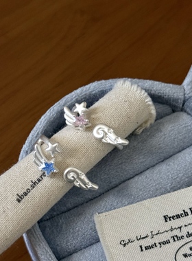 法式复古浪漫拉丝花朵珍珠戒指女轻奢高级感气质百搭开口食指戒