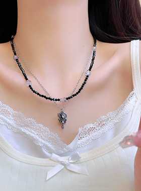 双层叠戴尖晶石甜酷风爱心钥匙