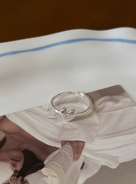 韩系ins银色爱心字母刻字戒指小众设计个性夸张可调节食指戒指环