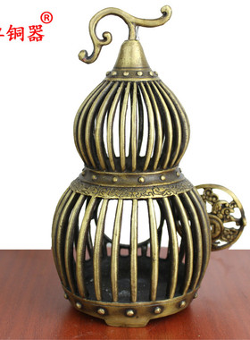 黄铜鸟笼葫芦摆件工艺品