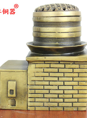 黄铜灶台蒸蒸日上摆件工艺品