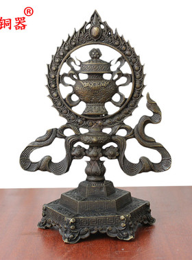 黄铜八宝鱼瓶海螺吉祥结工艺品