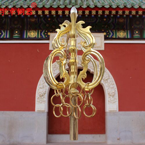 宇卓铜器纯铜 黄铜禅杖6股两米18环 地藏王禅杖锡杖工艺品 - 图0