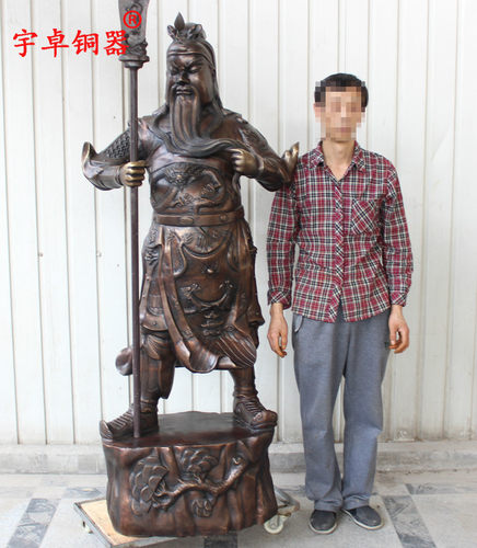 宇卓铜器纯铜关公黄铜关公铜关公关羽工艺品摆件高1米8立刀关公 - 图3