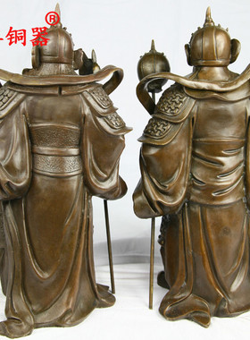 摆设门神黄铜尉迟敬德秦叔宝摆件