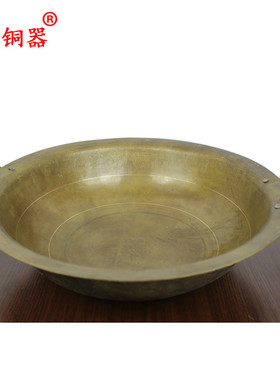 宇卓铜器纯铜锅黄铜锅双耳锅工艺品摆件
