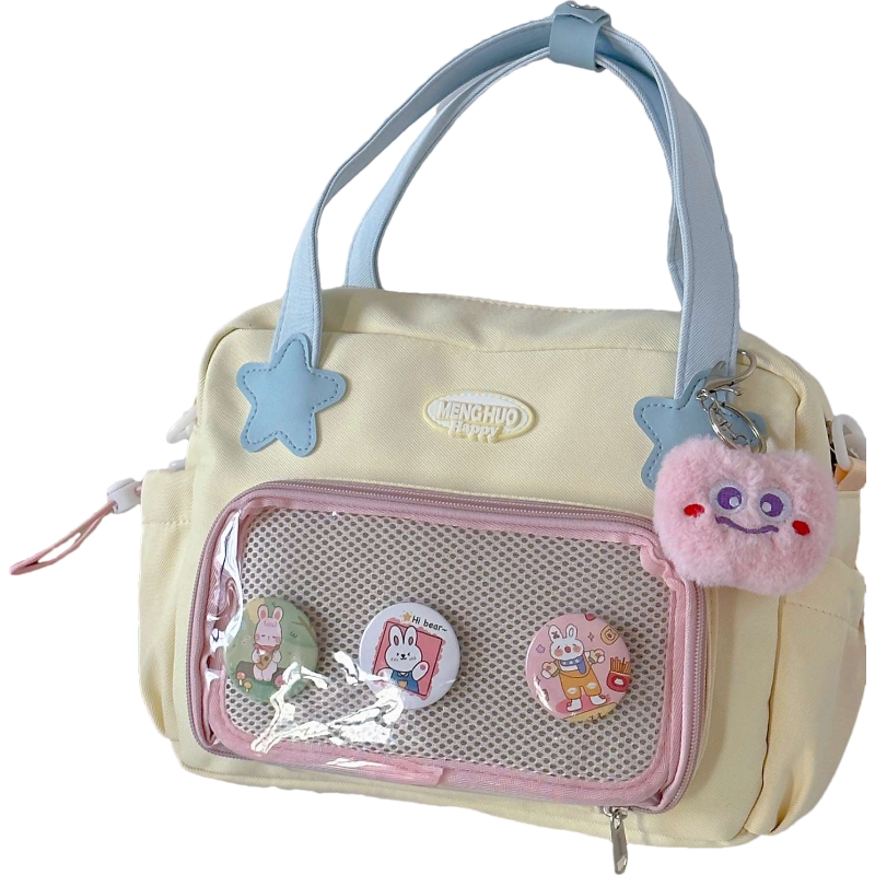 原创百搭日常漫展透明双肩斜挎二次元吧唧大容量校园谷子痛包包女 - 图3