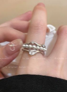 ins风韩系小众戒指女气质百搭简约个性对戒高级感开口食指戒