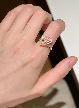 彩色珐琅花朵蝴蝶戒指女ins风小众高级感轻奢不掉色开口指环手饰