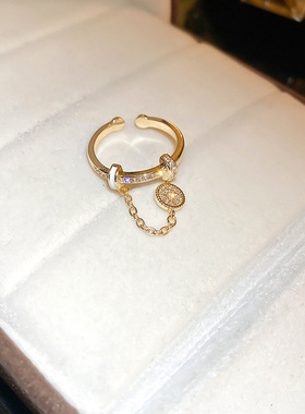 中古vintage复古高级感开口戒指轻奢小众设计时尚百搭精致手饰品