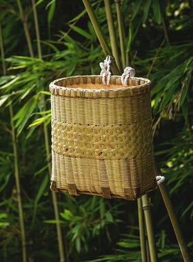 竹编背篓茶叶采摘篮竹篓子手工编织家用农用买菜赶集储存粮食水果