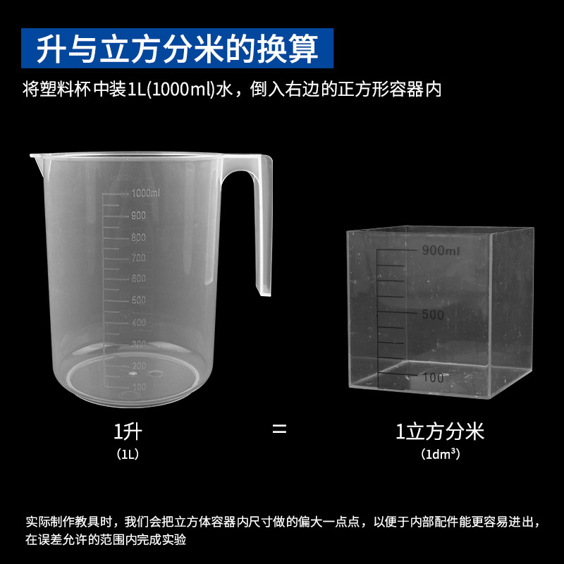 4四年级升和毫升数学学具教具一升水刻度量杯边长棱长1分米正方体容器升与毫升滴管体积容量单位学习套装演示_虎窝淘