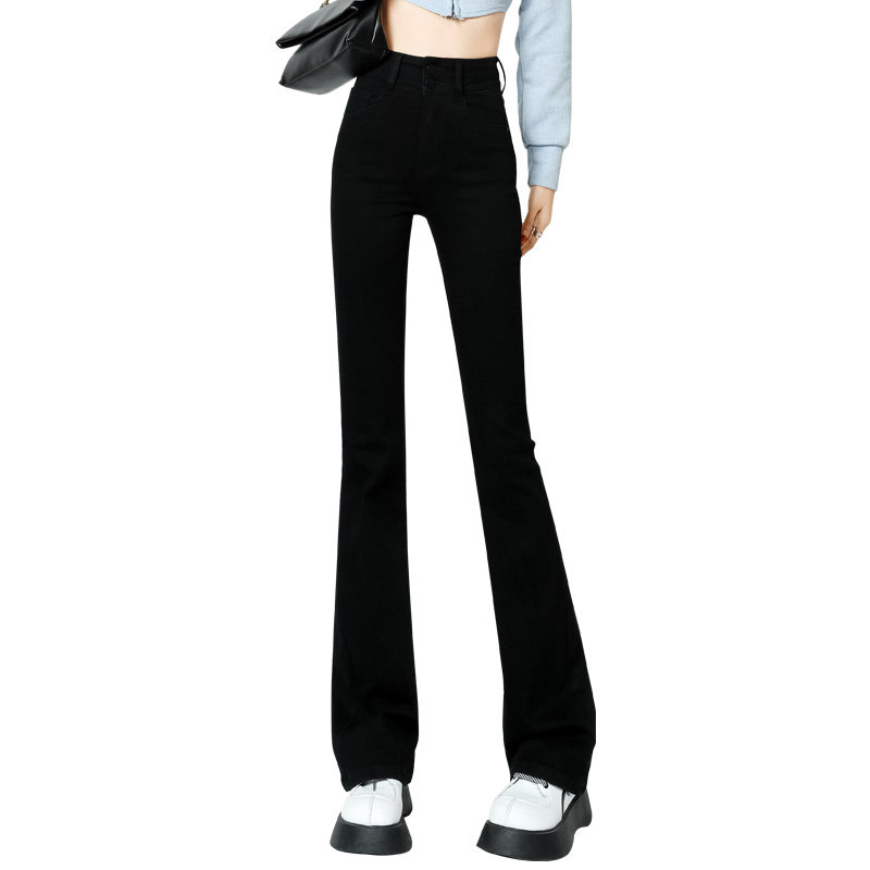 加长女秋修身显瘦黑色175牛仔裤 蒙来妮牛仔裤