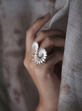 纯银戒指手工烧白女小众设计轻奢高级感气质大气男款2025新款爆款