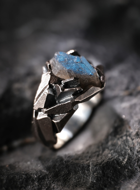 随形孤品定制银饰纯银戒指个性小众高级感设计感定制欧泊水晶月光