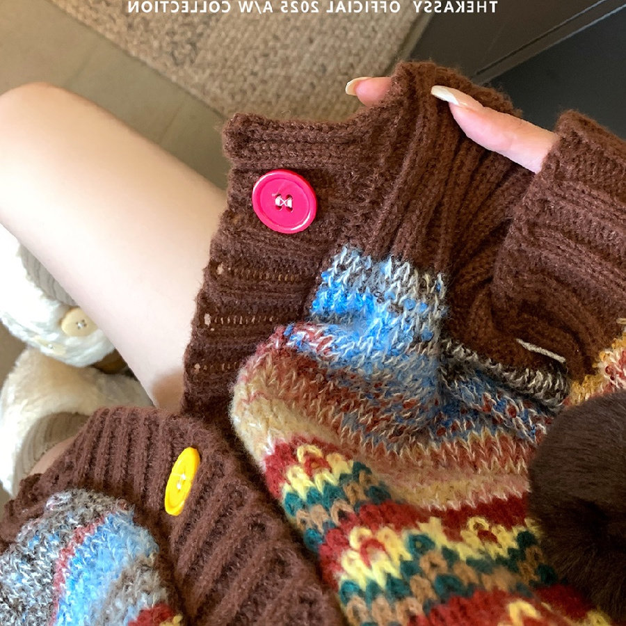 大码胖mm复古氛围感撞色条纹连帽针织开衫上衣女秋冬显瘦毛衣外套,淘宝优惠券,粉丝福利购,淘宝优惠卷