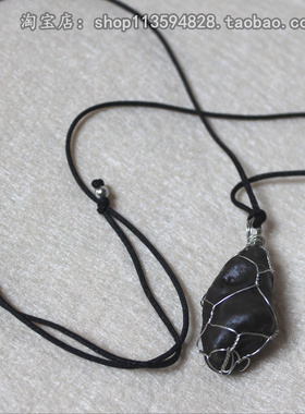 天然黑陨石原石光工男女吊坠项链