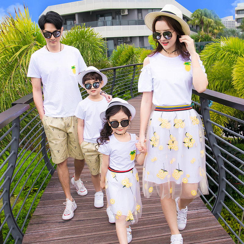 夏装一家三口四口装洋气时尚母子装 欣贝琪亲子装/亲子时装