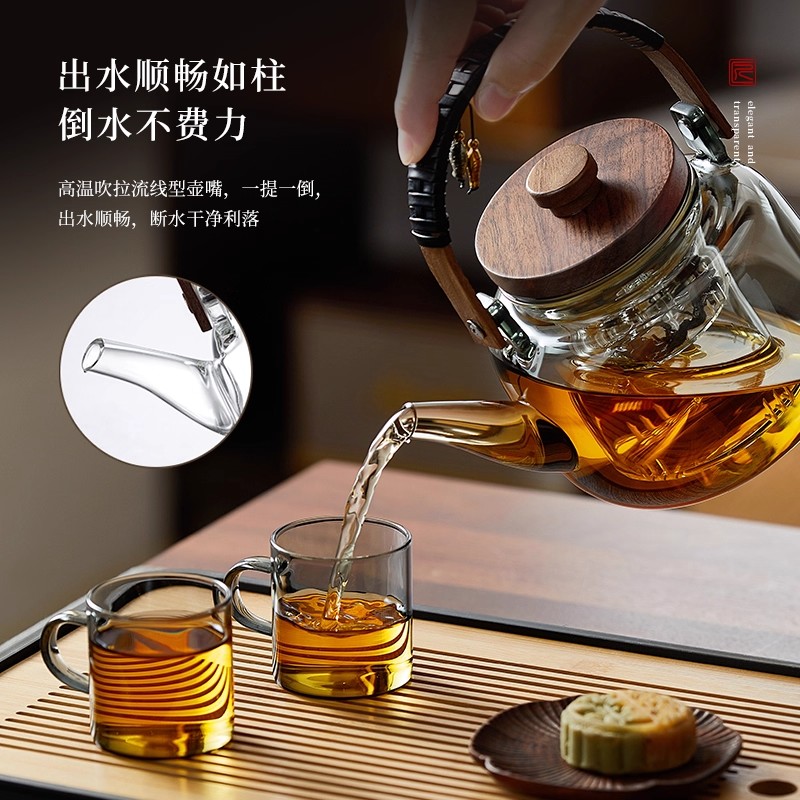 玻璃煮茶壶可明火耐高温蒸煮一体提梁烧水泡茶壶家用2025新款茶具 - 图0