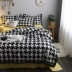 Khăn trải giường bằng vải cotton màu đỏ xù bốn bộ bông kẻ sọc sọc da báo bao gồm 1,8 m giường 笠 4 ba bộ - Bộ đồ giường bốn mảnh