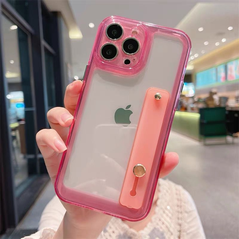 适用于iPhone13Promax手机壳苹果12pro带支架11男8plus腕带x女xr简约XSmax保护套7p加厚防摔pm透明ip11太空壳