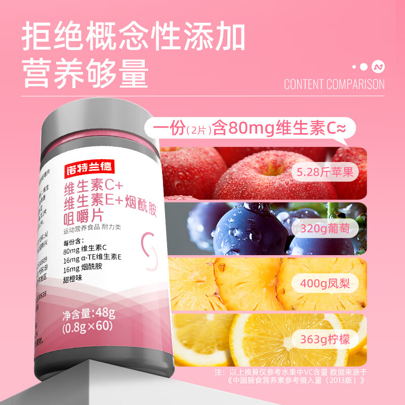 诺特兰德维生素C+E烟酸烟酰胺咀嚼片复合维生素b族VCVE官方旗舰店 - 图2