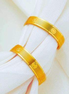 沙金999米字钻纹戒指情侣对戒