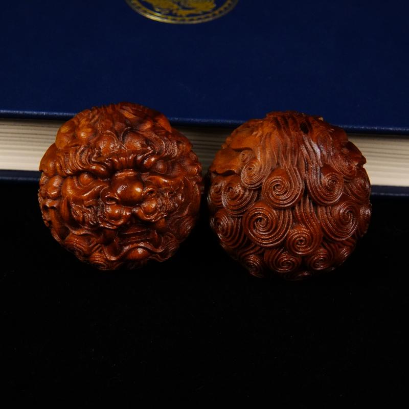 龙虎山雷击枣木貔貅保健球手球核桃按摩球雕刻文玩健身手把件圆球 - 图2