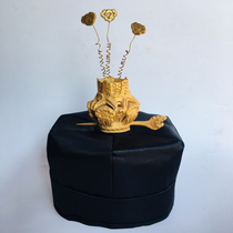 Daojiu Supplies Daoist Crown Scarf Lotus Crown Horsetail Cap Positive One Cap Wood Lotus Crown Hexagon Hat Zhuang Zi Towels